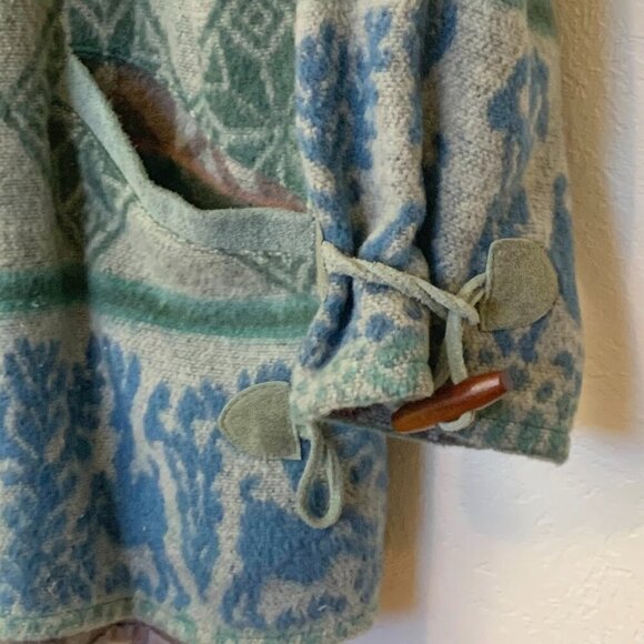 Katy D wool blend jacket coat SZ 14-16 - Leather trim - Toggle buttons - Pockets - Picture 3 of 6